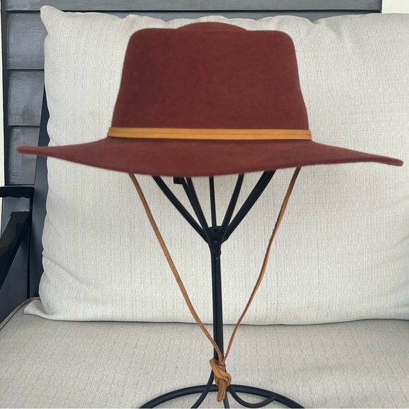 GIGI PIP Burnt Orange Wren Wide-Brim Fedora with Tan Trim - Picture 9 of 13